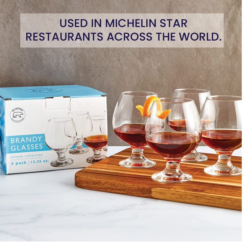 Minteer Formulas Glacier Glass - Milano Collection Brandy Glass (13.25 oz) - Set of 4 - Image 3